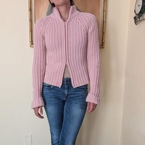 Pink zip up sweater